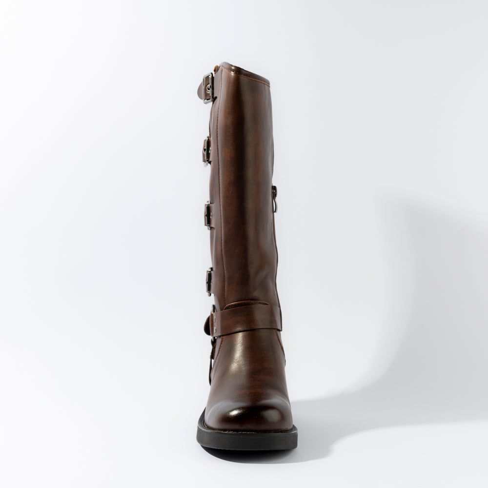 bota alta café mujer